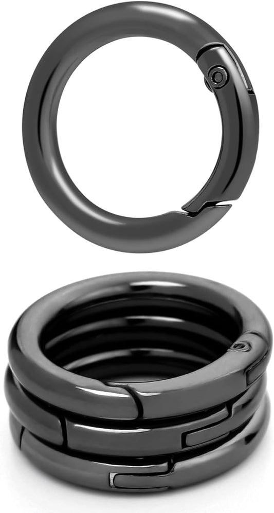 10 Pack 3/4 Inch Trigger Spring O Rings, Metal Round Carabiner Clip Snap Hook, Spring Keyring Buckles for Replacement Purse Strap, Paracord Lanyard Clips, Keychain Rings Hardware DIY Crafts Making