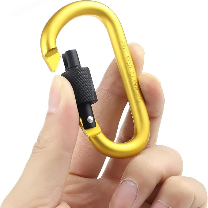 10 Pack Aluminum D Ring Key Rings Hiking Clips Locking Carabiner for Hiking Camping Fishing and Outdoor Use,Clips with Screw Gate Multicolored
