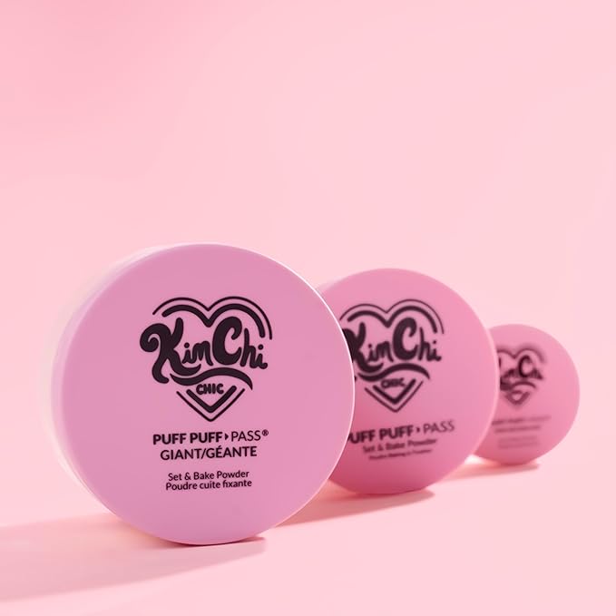 KimChi Chic Giant Puff Puff Pass Set & Bake Powder - Loose Setting Powder with Rice & Vitamin E, Finely Milled for All Day Wear, Translucent 80g