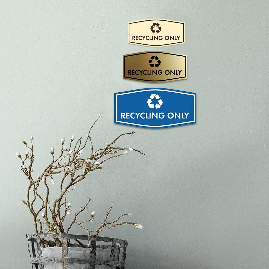 Fancy Recycling Only Sign (Brushed Gold) - Large