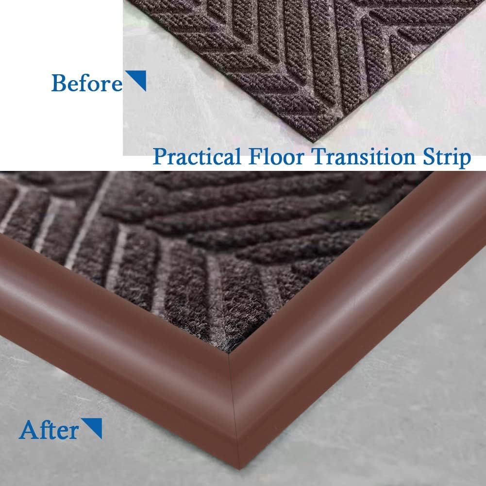 Floor Transition Strip Self Adhesive Carpet & Flooring Transitions Edging Trim Strip PVC Threshold Transitions Suitable for Threshold Height Less Than 3mm (10Ft, Brown)