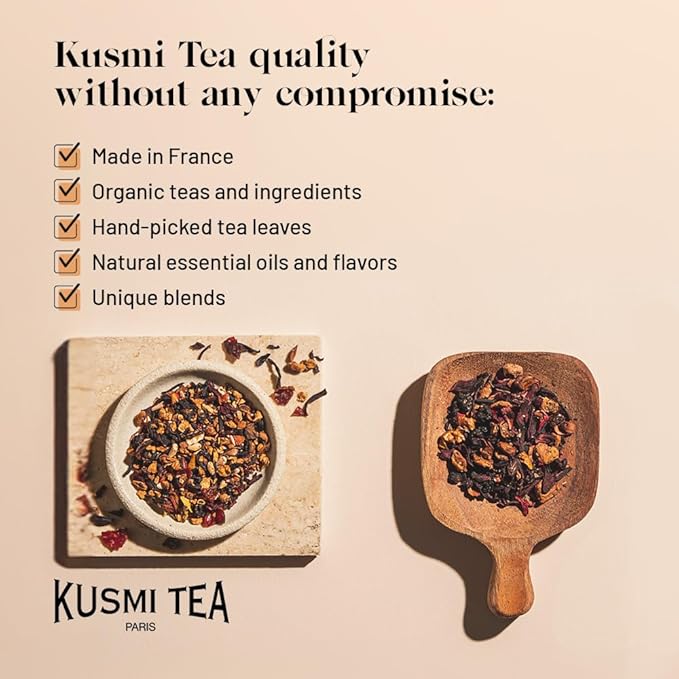 Kusmi Tea - Detox - Organic Blend of Green Tea, Mate & Lemon - Lemongrass, Rose Hip and Lemon Flavours - Enjoy Hot or Iced - Exotic Infusion Perfect for Tea Lovers - 20 Tea Bags
