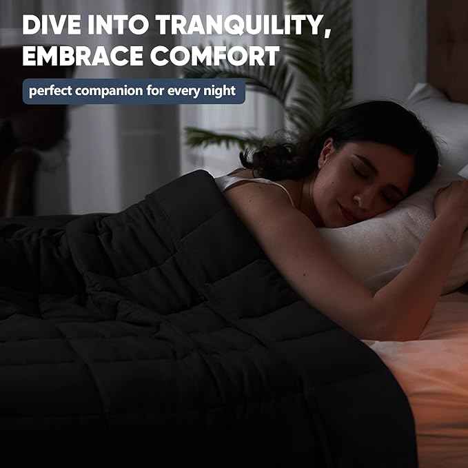 King Size Weighted Blanket for Adults (25 lbs, 80β x 87β, Black) Cooling Heavy Blanket for Sleeping Perfect for 240-260 lbs, Breathable Blanket for Adults & Couple All Season, Machine Washable