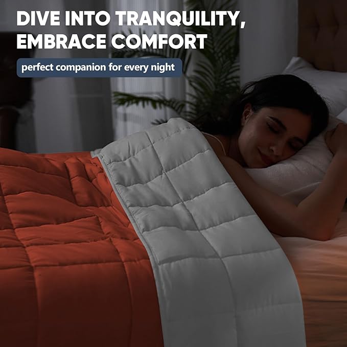 King Size Weighted Blanket for Adults (30 lbs, 80β x 87β, Orang) Cooling Heavy Blanket for Sleeping Perfect for 290-310 lbs, Breathable Blanket for Adults & Couple All Season, Machine Washable