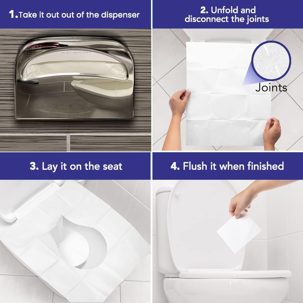 Disposable Toilet Seat Covers XL Half Fold Flushable – 200 Sheets 2 Pack for Public Facilities, Office, School, Hotel & Business Use – Premium toilet seat cover For Commercial Wall Dispenser