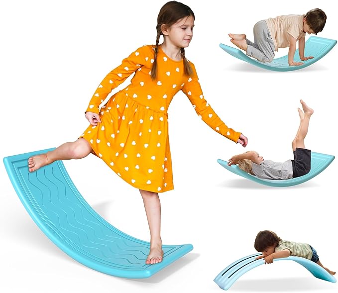Wobble Balance Board for Kids Toddler,31 Inch Rocker Board Large Balance Trainer for Teens Adults Up to 165LBS, Montessori Open Ended Learning Toy, Exercise and Yoga Curvy Board for Office & Classroom