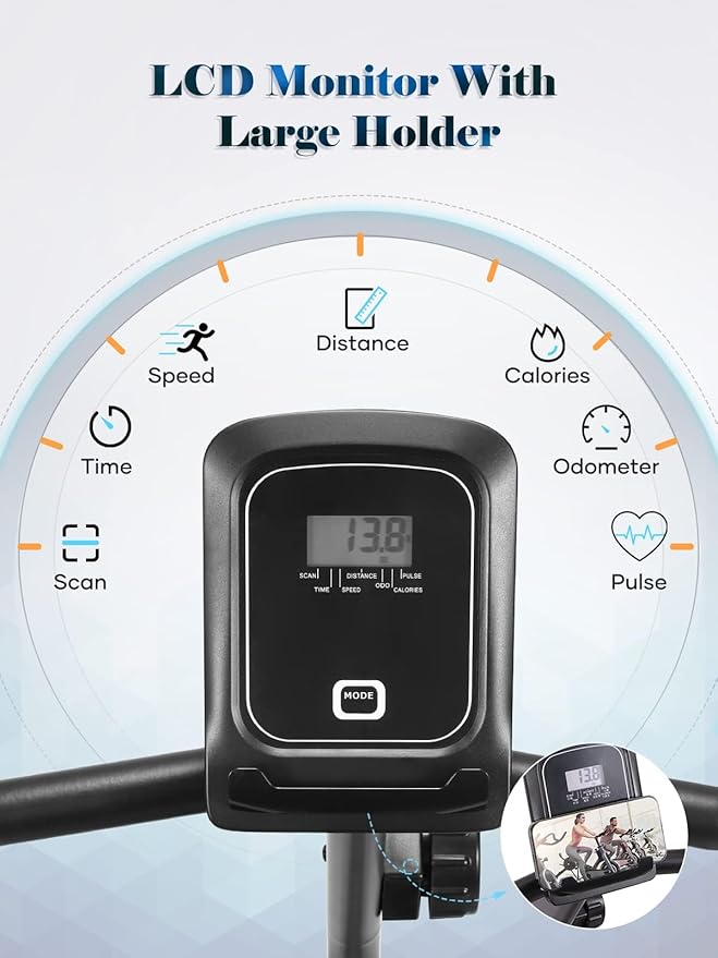 Exercise Bike Recumbent Exercise Bike for Home Stationary Bike Sturdy Quiet 8 Levels Large Comfortable Seat Heart Rate Handle & Device Holder 300 LB Weight Capacity