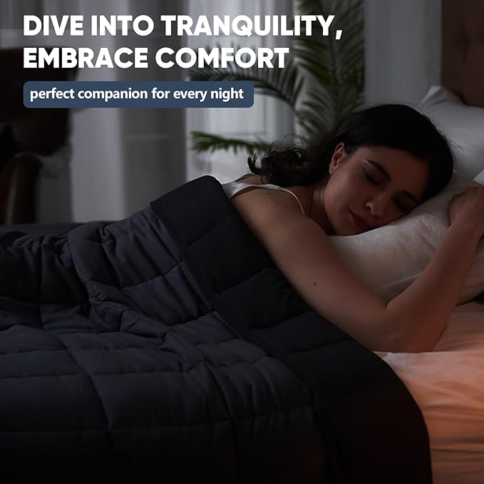 King Size Weighted Blanket for Adults (20 lbs, 80β x 87β, Grey& Black) Cooling Heavy Blanket for Sleeping Perfect for 190-210 lbs, Breathable Blanket for Adults & Couple All Season, Machine Washable