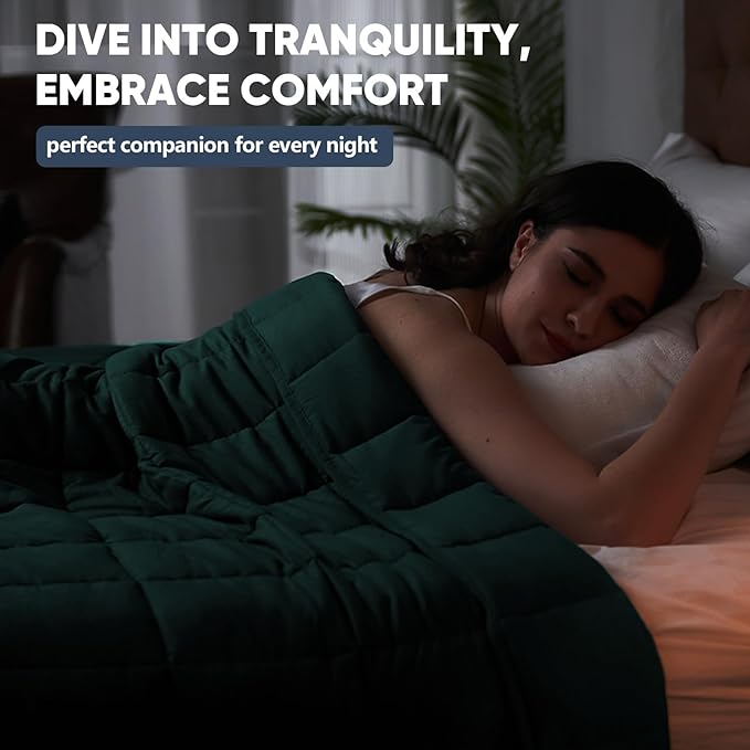King Size Weighted Blanket for Adults (25 lbs, 80β x 87β, Dark Green) Cooling Heavy Blanket for Sleeping Perfect for 240-260 lbs, Breathable Blanket for Adults & Couple All Season, Machine Washable