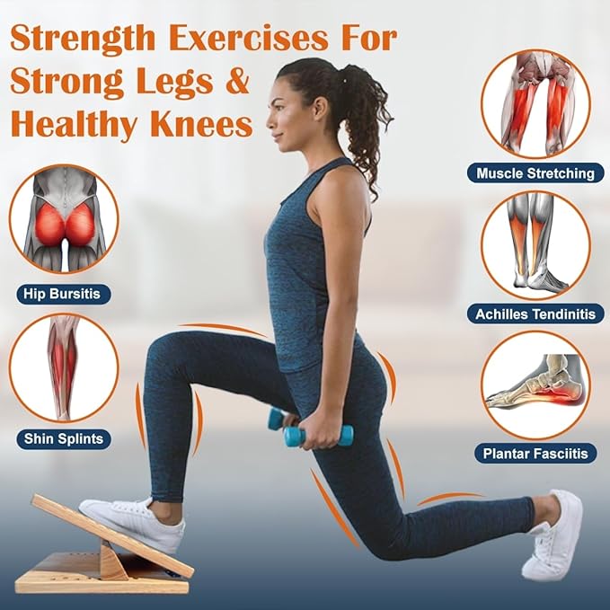 KIJO Studio Professional Wooden Calf Stretcher Slant Board 500 lbs Weight Capacity 16-Angle Adjustable Incline Calf Stretch Slant Board for Calf Stretching Exercise Squat & Physical Therapy Non-Slip