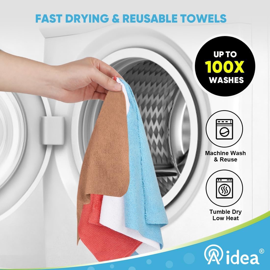 AIDEA Microfiber Cleaning Cloth Roll, 55 Sheets Shop Towels Washable, Microfiber Towels for Cars, Shop Rags Reusable Paper Towel for Automotive, Workshop, House, Kitchen, Cleaning Supplies11×9" Coffee
