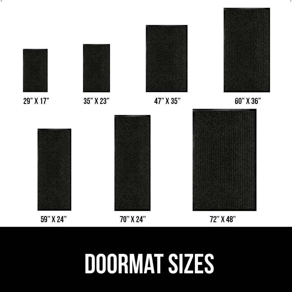 GORILLA GRIP Traffic Guard Door Mat, 59x24, Heavy Duty Welcome Mats, Commercial Office Space Doormat, Waterproof, Fade Resistant, Strong Rubber Backing, Low Profile, Shoe and Boot Scraper, Jet Black