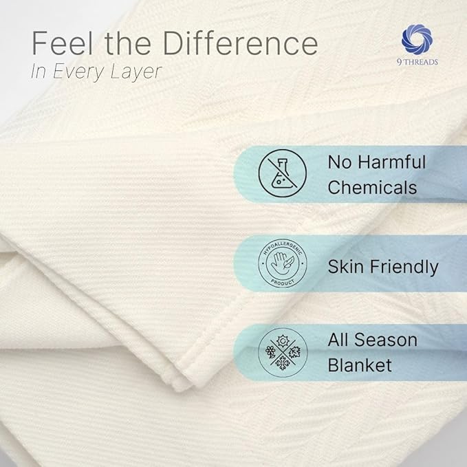 100% Cotton Herringbone Weave Blankets, 108" X 90" King, Throw Blanket for Bed, All Season Cotton Blanket, Cozy Blanket,Throws & Bed Blanket, Throw Blanket for Couch, Modern Home Decor -Tusk