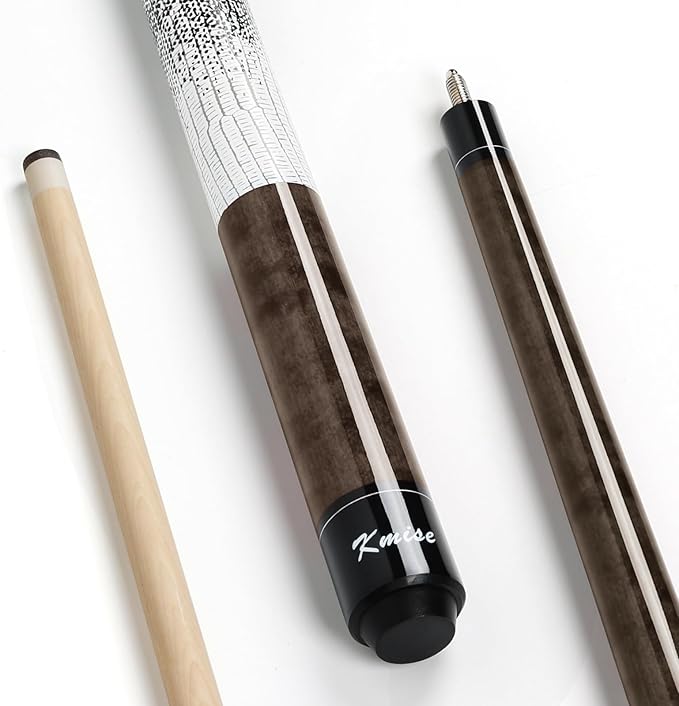Kmise Professional Low-Deflection Pool Cue Stick, 58'' Canadian Hard Maple Wood Billiard Cue, 13mm Leather Tip, 3D Anti-Slip Grip, Precision Control for Adults/Beginners/Pros