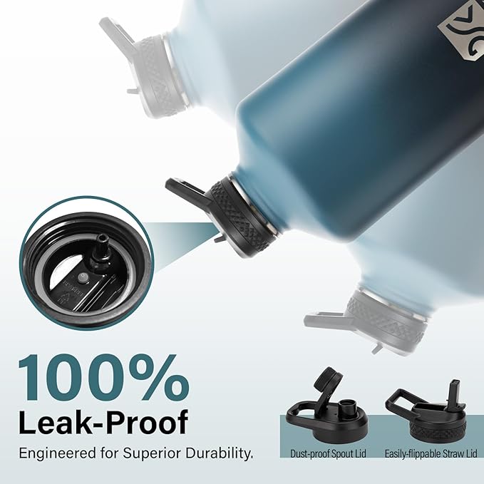 1 Gallon Water Bottle Insulated | Thickened Stainless Steel Vacuum Metal Water Jug | Portable Sports Large for Gym and Hiking with Straw, Carrier Bag, Handle Strap | BPA-Free 128 oz