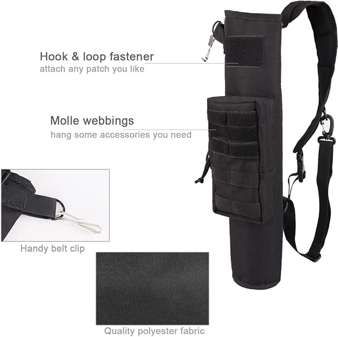KRATARC Archery Lightweight Back Arrow Quiver Dual Use Foldable Compact Hip Arrows Bag with Molle System Pocket Hanged for Target Shooting Hunting