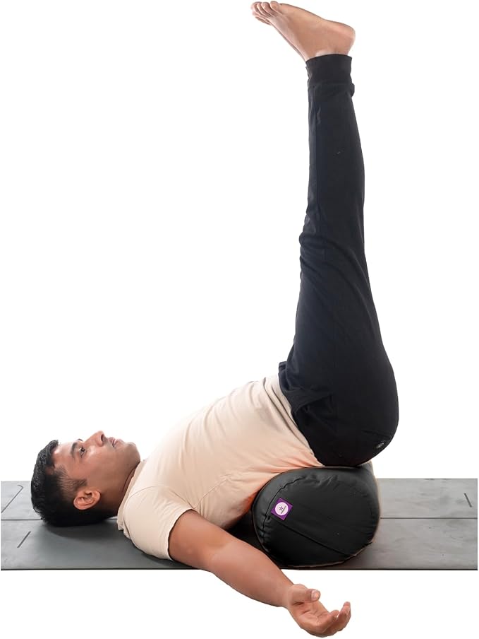 Yogikuti Iyengar Yoga Bolster for Restorative Yoga and Meditation – Lightweight Cotton Support Pillow with Handle for Easy Carry, Versatile for Pose Modification, Balance, Back Relief, and Relaxation