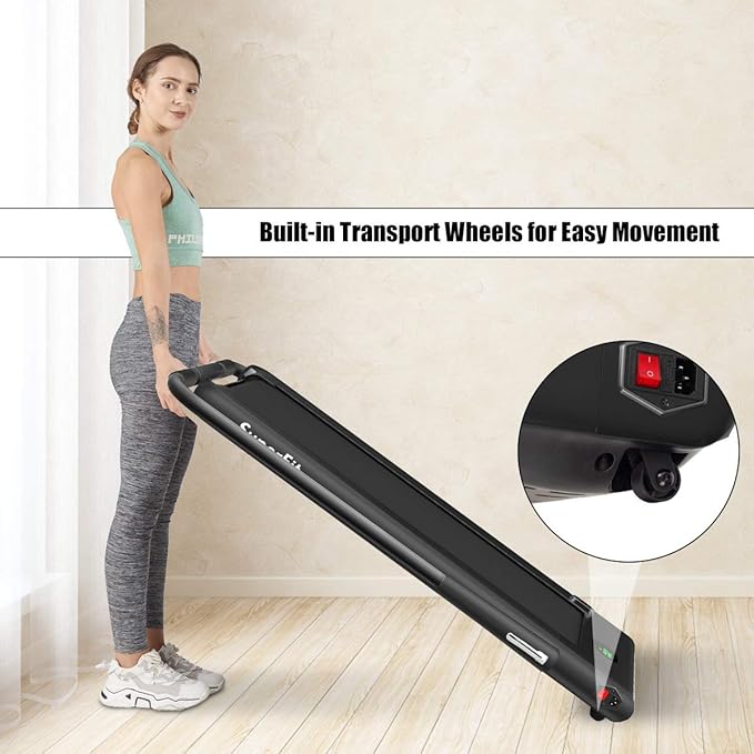 GYMAX Walking Pad, 2 in 1 Free Installation Under Desk Treadmill with Smart App, Remote Control & LED Display, 2.25HP Foldable Portable Compact Running Machine for Small Spaces Home Office