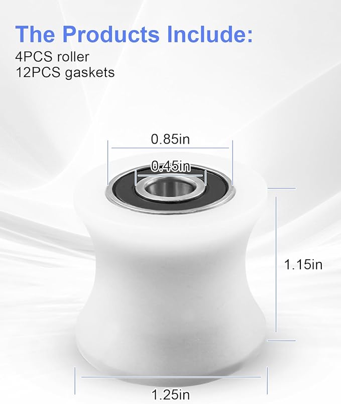 Total Trainer Rollers Wheels Set of 4 Fit for Models DLX DLX II DLX III Adv DLX Pilates Pilates Pro 2500 3000 4000 570 2000, White