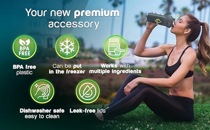 1 PACK, 24 oz Shaker Bottle with Powerful Wire Whisks for Protein Mixes | Leakproof Blender Shaker Bottle (Black)| BPA-Free & Dishwasher Safe | Shaker Cup for Protein Shakes