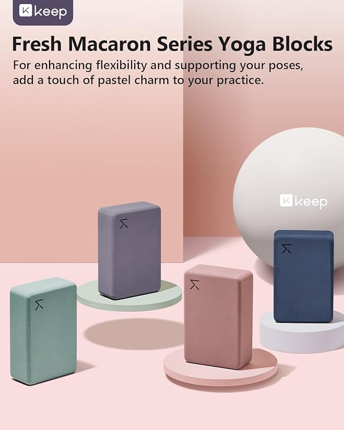 KEEP Yoga Block, High-Density EVA Foam 2 Pack Yoga Block with Non-Slip Textured Surface, Supportive, Lightweight - Ideal for Yoga, Pilates, and Stretching Exercises
