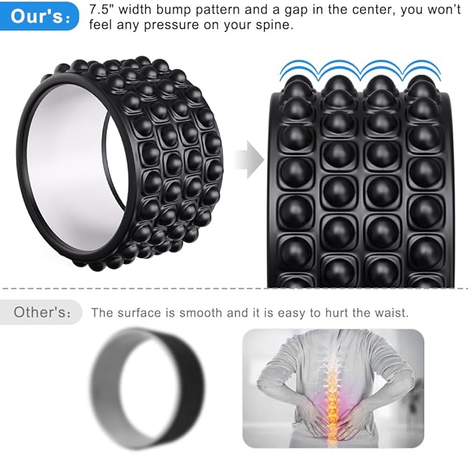 Kipika Back Roller Wheel,Back Stretcher,Back Cracker,Yoga Wheel, Foam Roller for Back Pain Relief and Posture Correction with Massage Ball