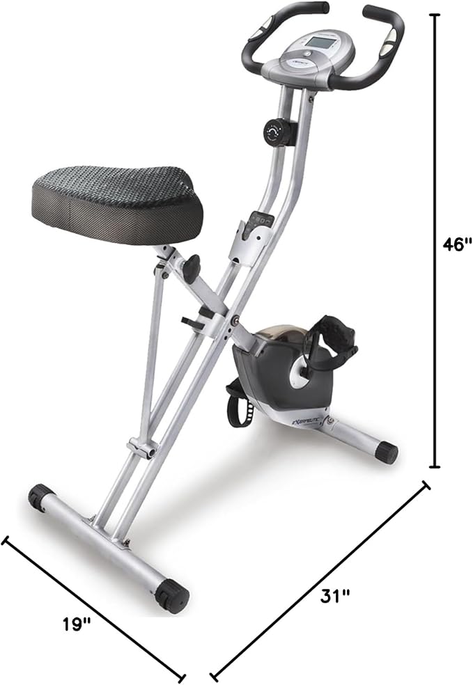 Exerpeutic Foldable Exercise Bike, 8 levels of Resistance Stationary Bicycle with Airsoft Seat, LCD Display to Track Distance, Calories, Time and Speed