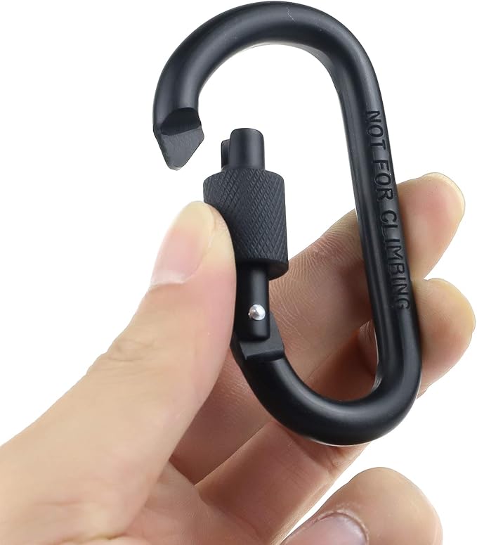 10 Pack Aluminum D Ring Key Rings Hiking Clips Locking Carabiner for Hiking Camping Fishing and Outdoor Use,Clips with Screw Gate Multicolored