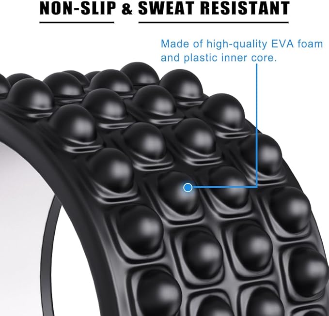 Kipika Back Roller Wheel,Back Stretcher,Back Cracker,Yoga Wheel, Foam Roller for Back Pain Relief and Posture Correction with Massage Ball