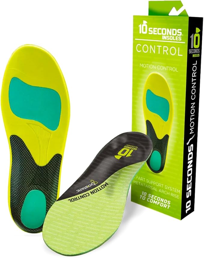 10 Seconds 3210 Motion Control Shoe Insoles, M 6, W 8