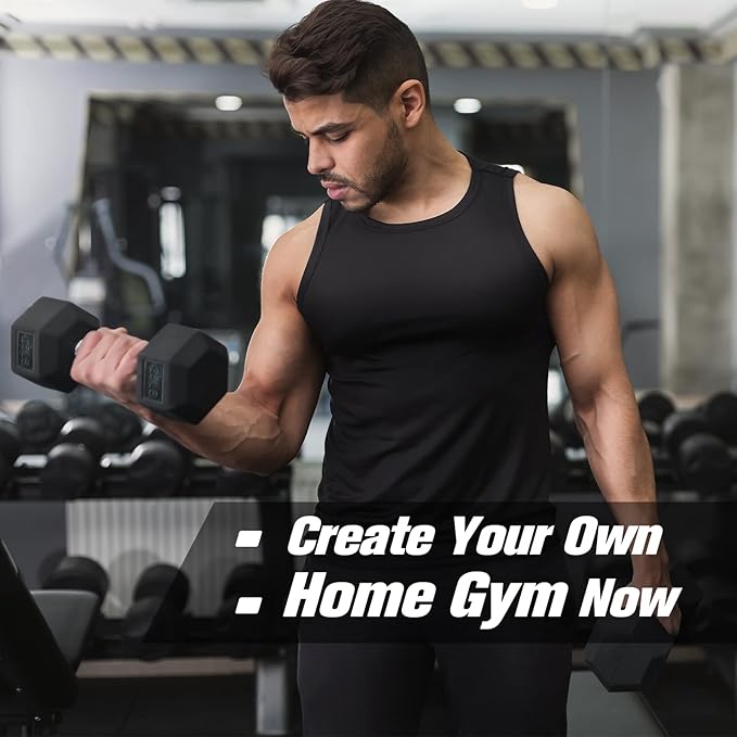 RITFIT 300/350/450/650/180/200/210 LB Rubber Hex Dumbbells Set with Optional Dumbbell Rack, Multi Weight Set to Choose, Ideal for Home Gym and Fitness