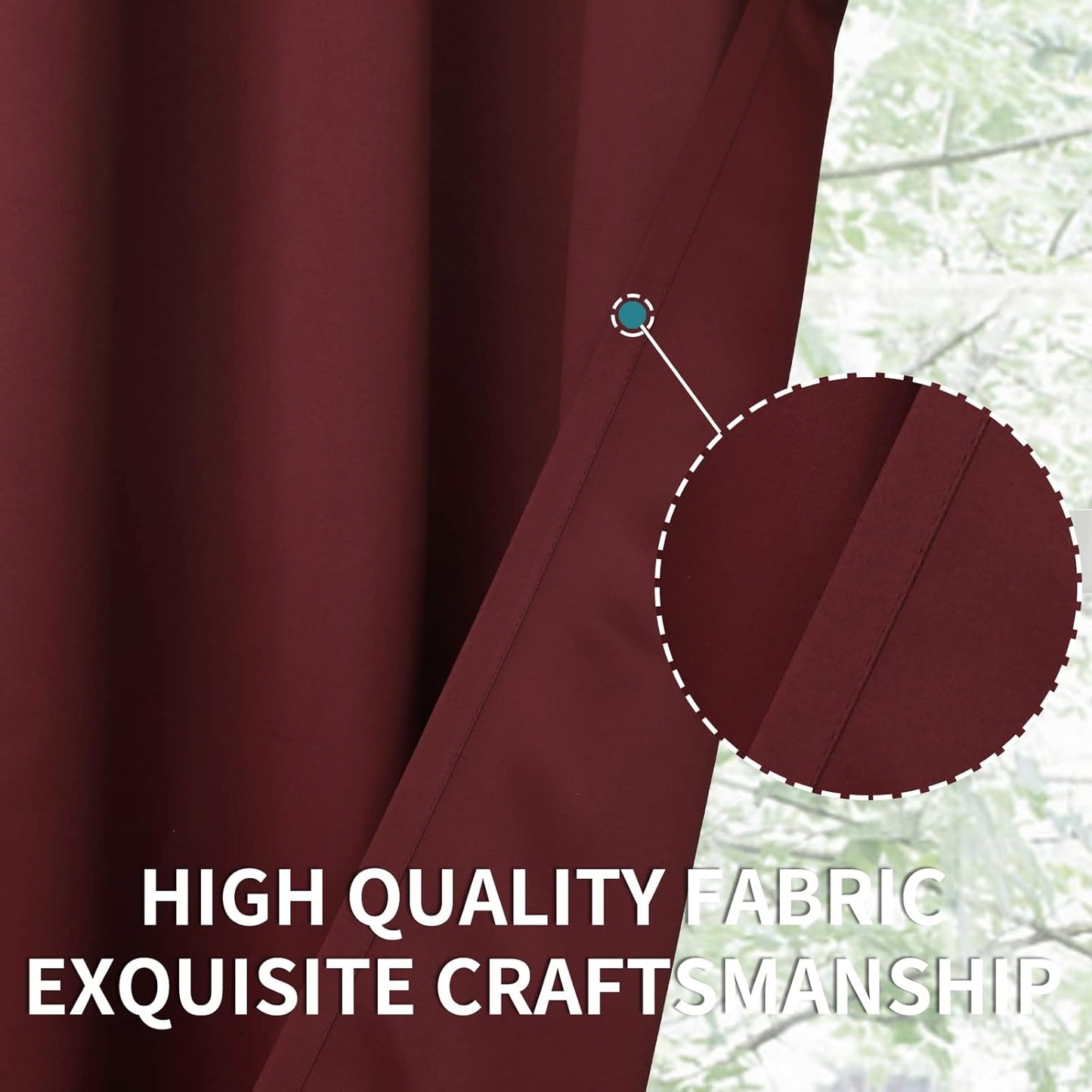 BGment Burgundy Blackout Curtains 84 Inch Length for Bedroom - Rod Pocket Thermal Insulated Room Darkening Shading Drapes for Living Room, 42 x 84 Inch, 2 Panels