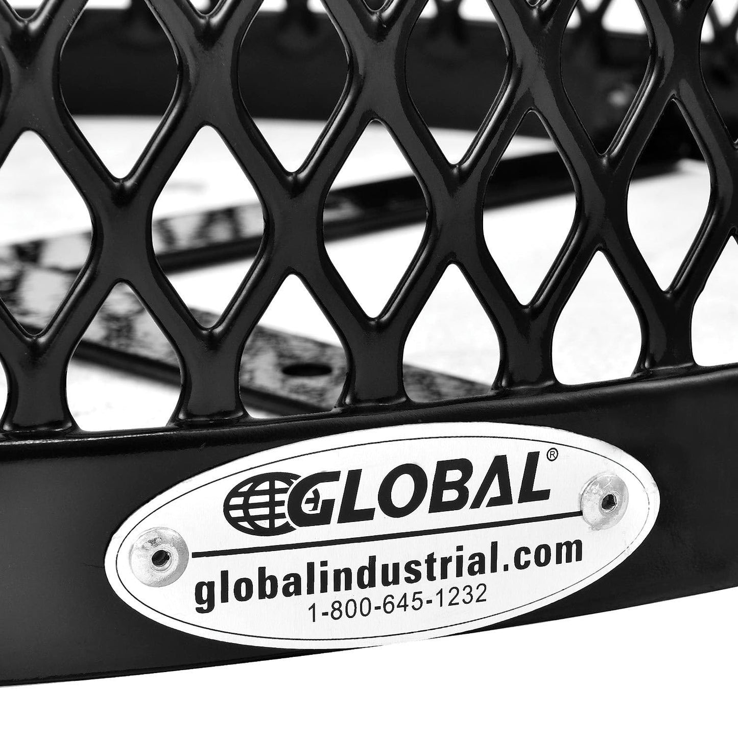 Global Industrial Outdoor Diamond Steel Trash Can with Rain Bonnet Lid and Plastic Liner, 36 Gallon Capacity, Black, Thermoplastic Coating, 23-1/2" Diameter, 40-1/2"H