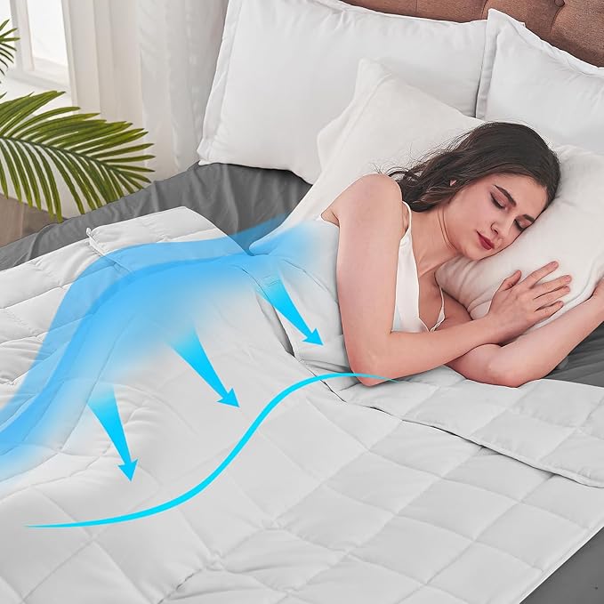King Size Weighted Blanket for Adults (30 lbs, 80β x 87β, White) Cooling Heavy Blanket for Sleeping Perfect for 290-310 lbs, Breathable Blanket for Adults & Couple All Season, Machine Washable
