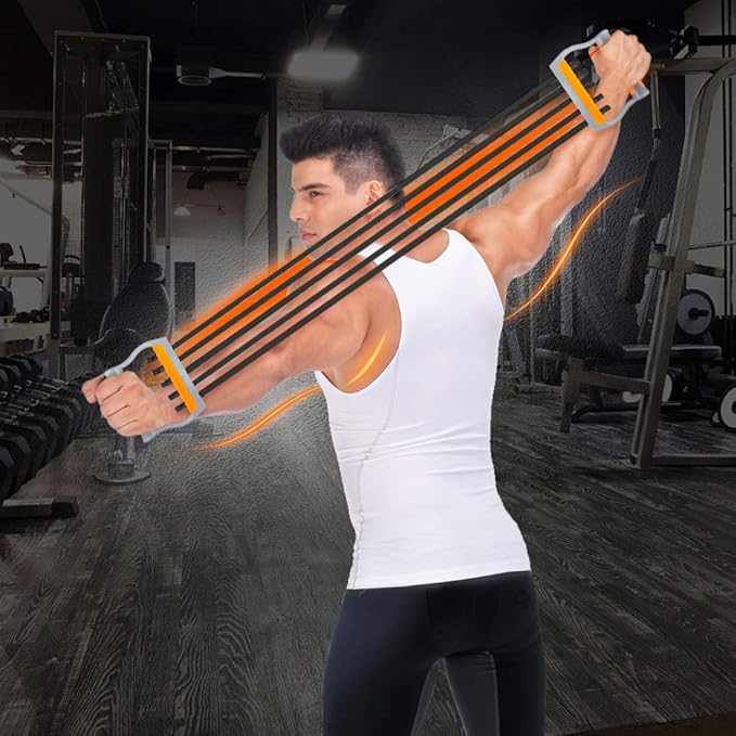 TOCO FREIDO Chest Expander | Arm Training, 5 Tubes Ajustable Arm Strength Trainer, Exercise Resistance Bands for Home Fitness Muscle Training Body Building