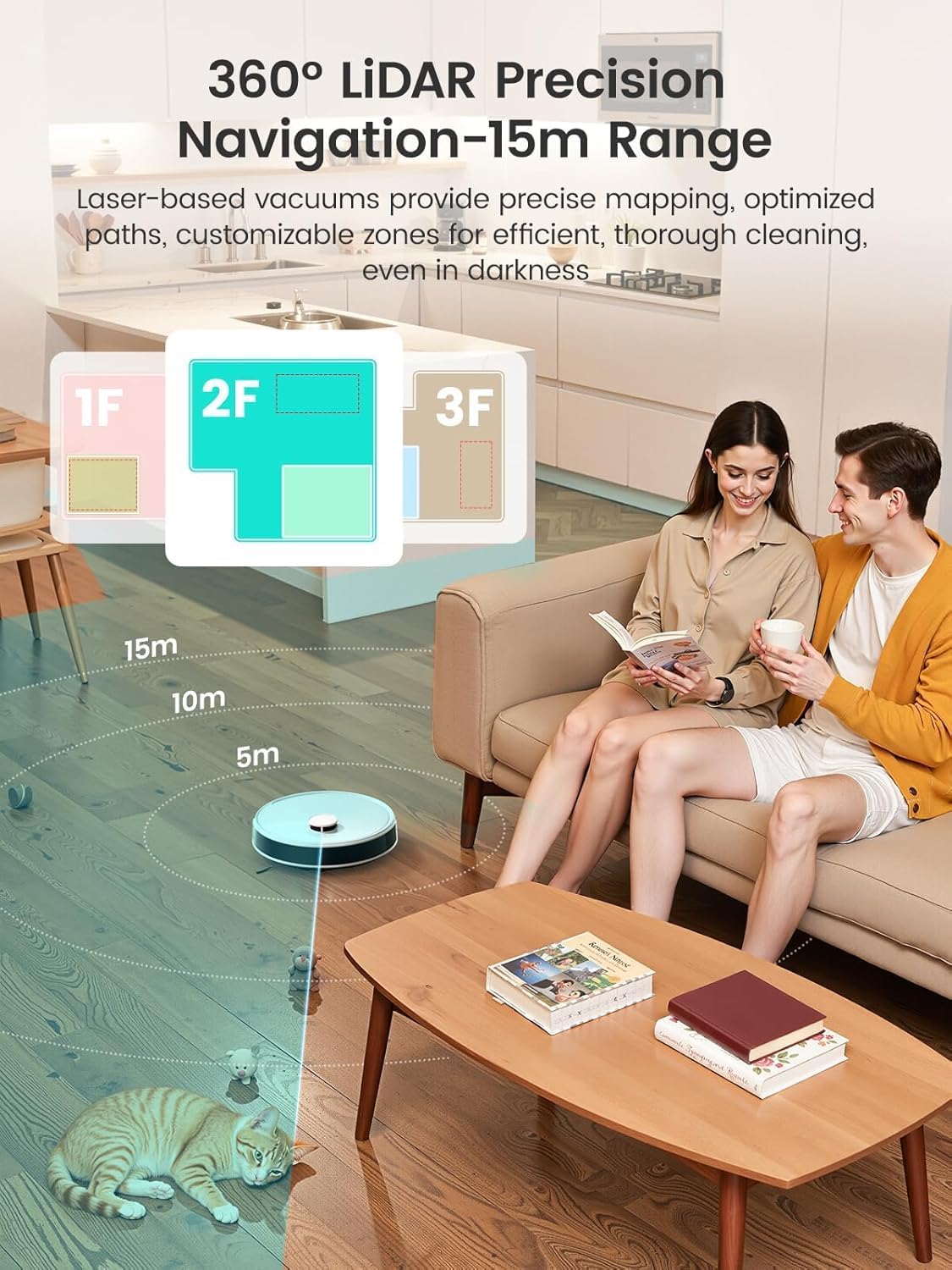 Lefant Robot Vacuum, M3 Robot Vacuum and Mop, 10000Pa Suction, Anti-Tangle Brushes, Dual Spinning Mop, Auto Mop Washing, Cool Drying, Self-Emptying, Self-Cleaning, All-in-One Dock, for Pet Hair Dust