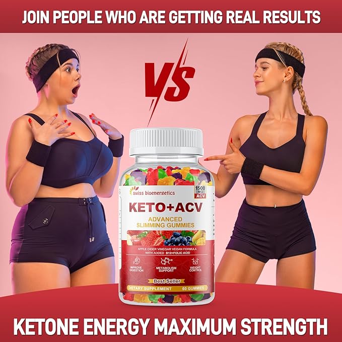 (2 Pack) Keto Apple Cider Vinegar Gummies, Keto ACV Gummy Diet Supplement, Advanced 1500mg ACV Gummies with Folate, B12、B6 and Keto Support for Women Men, Gelatin- Free, Vegan & Non-GMO (Multi-Flavor)
