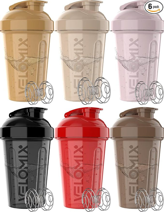 '-6 PACK- 20 OZ Protein Shaker Bottles for Protein Mixes, Shaker Cups for Protein Shakes, Small Shaker Bottle Pack, Shaker Cup, Shakers for protein Shakes (Midnight Clay - 6 Pack)