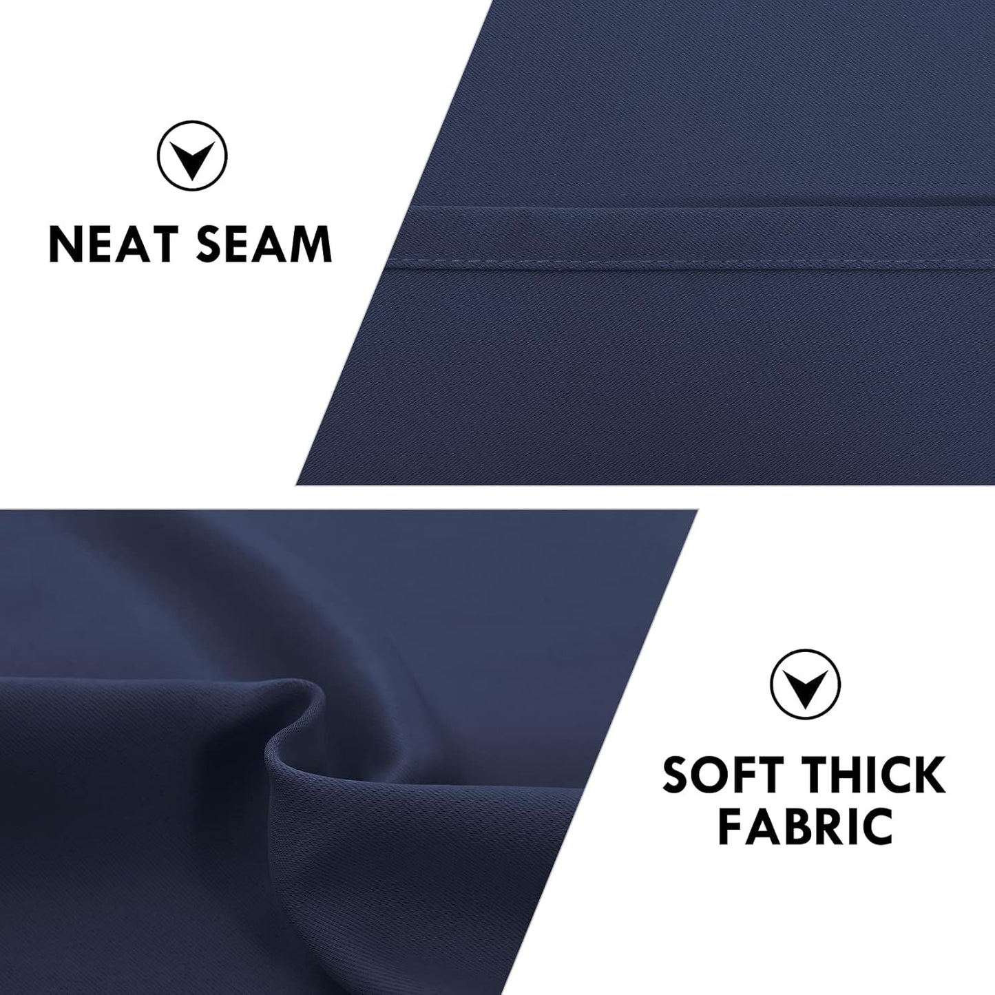 DWCN Navy Room Darkening Blackout Curtains - Thermal Insulated Privacy Energy Saving Window Curtain Drapes 52 x 63 inch Length, Set of 2 Bedroom Living Room Curtains