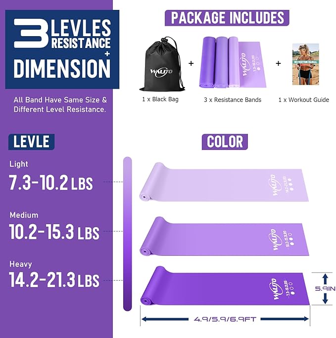 WALITO Resistance Bands for Working Out, Exercise Bands for Women and Men, Workout Bands for Physical Therapy, Stretch, Recovery, Pilates, Rehab, Strength Training and Home Gym