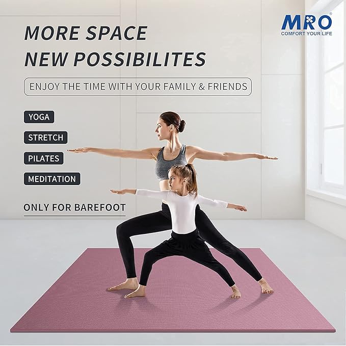 MRO Extra Large Yoga Mat, 12'x6'/9'x6'/7'x5'/6'x4' (9MM) Extra Wide and Thick Exercise Mats for Home Gym Workout, Non-Slip, Soft for Women and Men Fitness, Ideal for Barefoot Yoga, Pilates, stretching