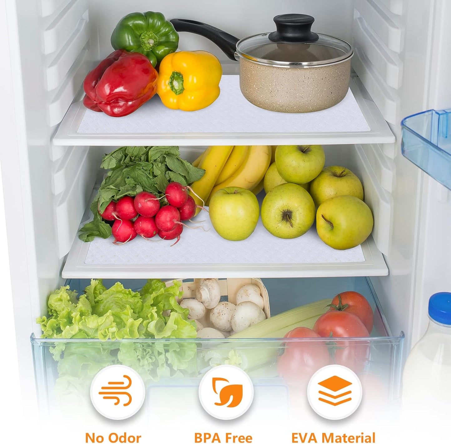 Shelf Liners for Kitchen Cabinets Refrigerator Liners Waterproof & Oil-Proof Kitchen Cupboard Liner Non-Slip Drawer Mats Non Adhesive Fridge Liner for Shelves-White 11.8 x 118 Inches