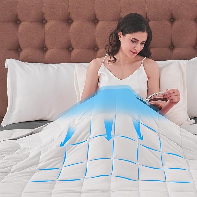 King Size Weighted Blanket for Adults (25 lbs, 80β x 87β, White) Cooling Heavy Blanket for Sleeping Perfect for 240-260 lbs, Breathable Blanket for Adults & Couple All Season, Machine Washable