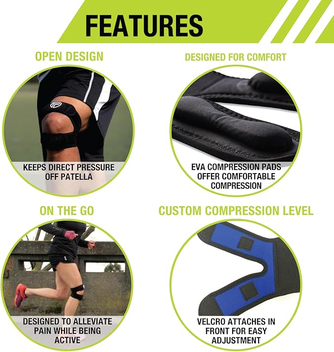 Pro-Tec X-Trac Dual Strap Knee Support, Quadriceps and Patellar Tendon Strap, Knee Brace, Compression Straps, Knee & Joint Support, Tendinitis, Chondromalacia, Adjustable, Easy to Use