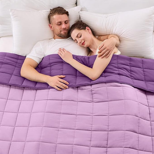King Size Weighted Blanket for Adults (30 lbs, 80” x 87”, Purple) Cooling Heavy Blanket for Sleeping Perfect for 290-310 lbs, Breathable Blanket for Adults & Couple All Season, Machine Washable