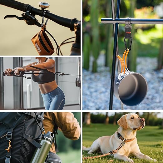 KINLINK 15 Pack Black Carabiner Clip, 1.57 inch Heavy Duty Spring Snap Hook, Small Caribeener Clips for Outdoor Camping, Swing Set, Hammock, Hiking Travel, Fishing, Quick Link Keychain