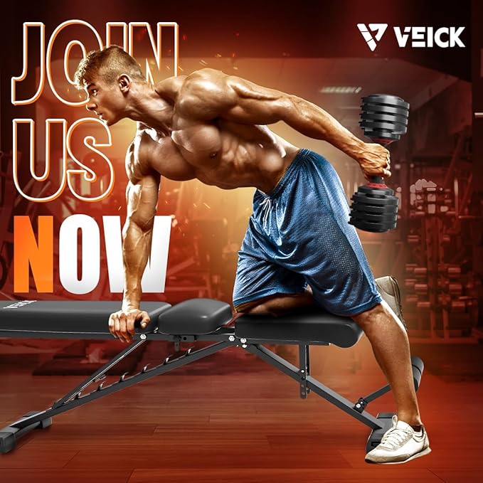 VEICK 25/55 lbs Adjustable Dumbbell with Anti-Slip Turning Handle, Fast Adjust Weight for Men Women, Exercise Equipment with Tray for Home Gym Full Body Workout Fitness