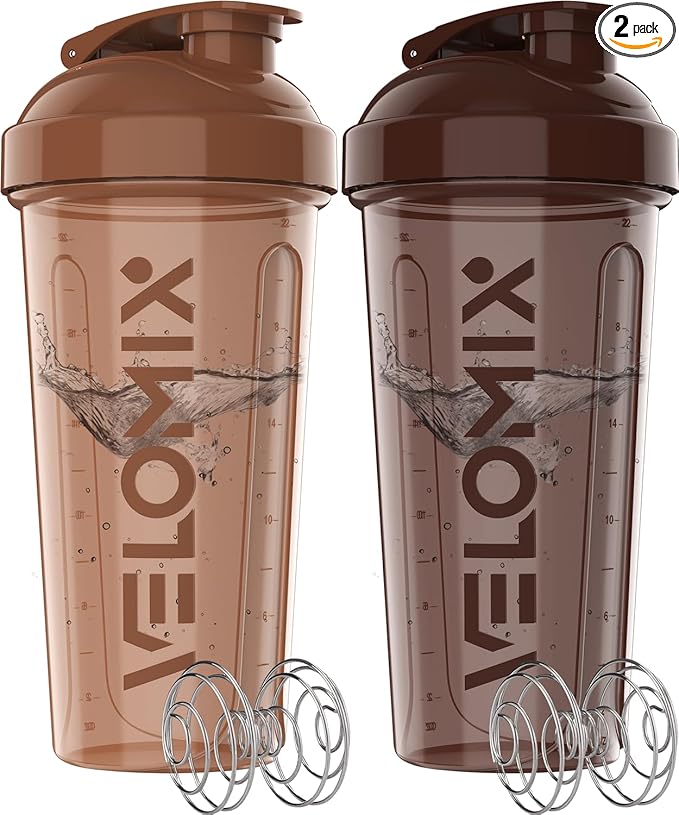 '-2 Pack- 28 oz Protein Shaker Bottles for Protein Mixes - 2x Wire Whisk | Leak Proof Shaker Cups for Protein Shakes | Protein Shaker Bottle Pack | Shakers for Protein Shakes-Brown Colors
