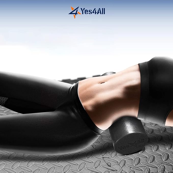 Yes4All Medium Firm Round PE Foam Roller 12, 18, 24, 36 Inches for Pilates, Yoga, Stretching, Balance & Core Exercises