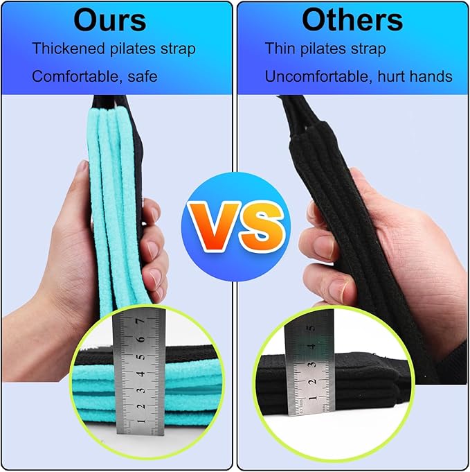 1 Pair Enhanced Pilates Double Loop Straps for Reformer, Thickened D-Ring Handle Straps, Yoga Exercise Accessories in 2 Lengths and Multicolor for Home Gym Workout